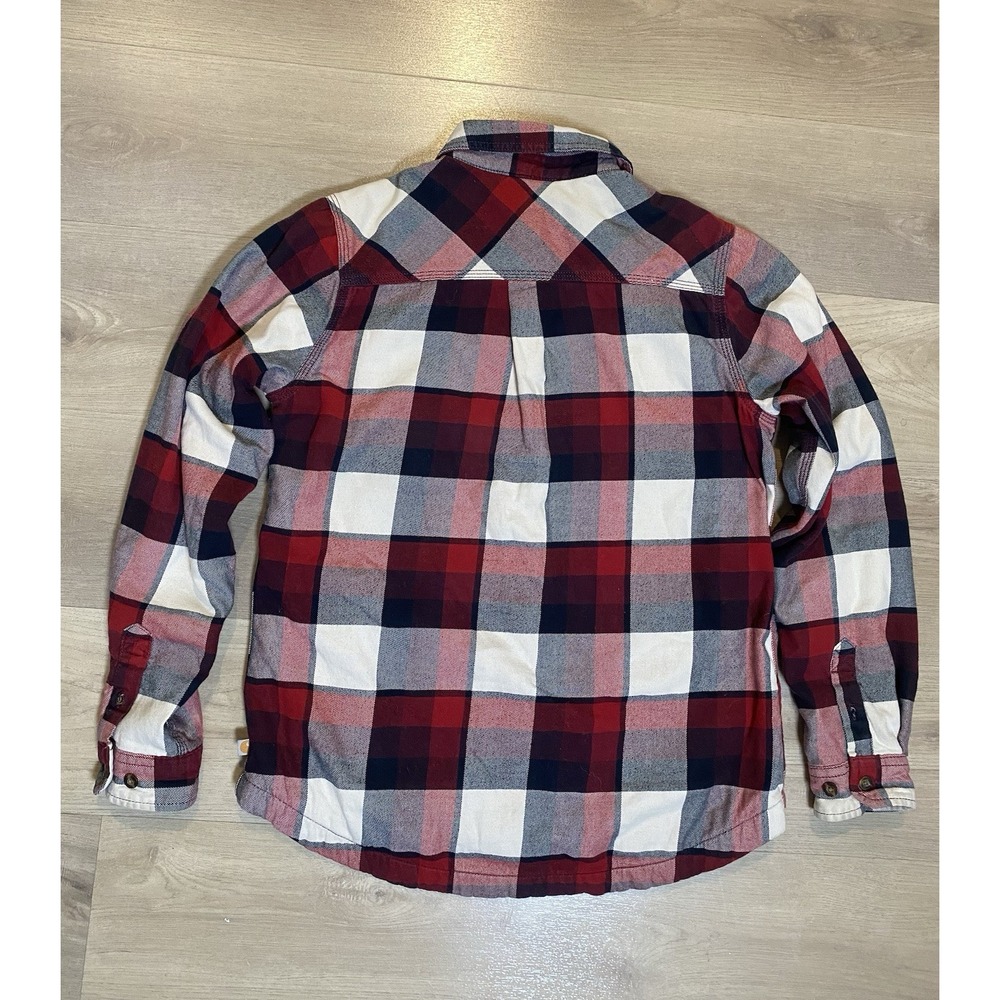 Carhartt Plaid Flannel Fleece Lined Shacket Long Sleeve Button Shirt S (4/6) - Picture 3 of 13